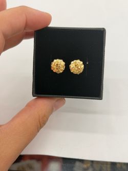 10KT Real Gold Round Nugget Earrings for Men