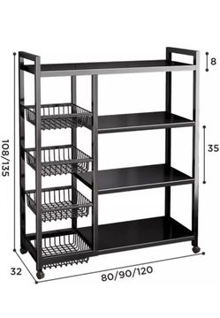 Tall kitchen shelf with blankets