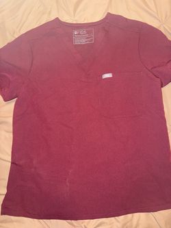 FIGS Women's Burgundy V-Neck Scrub Top