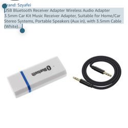 USB Bluetooth Receiver Adapter Wireless Audio Adapter 3.5mm Car Kit Music Receiver Adapter, Suitable for Home/Car Stereo Systems, Portable Speakers (A