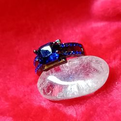 Square-Cut Blue Zircon Ring