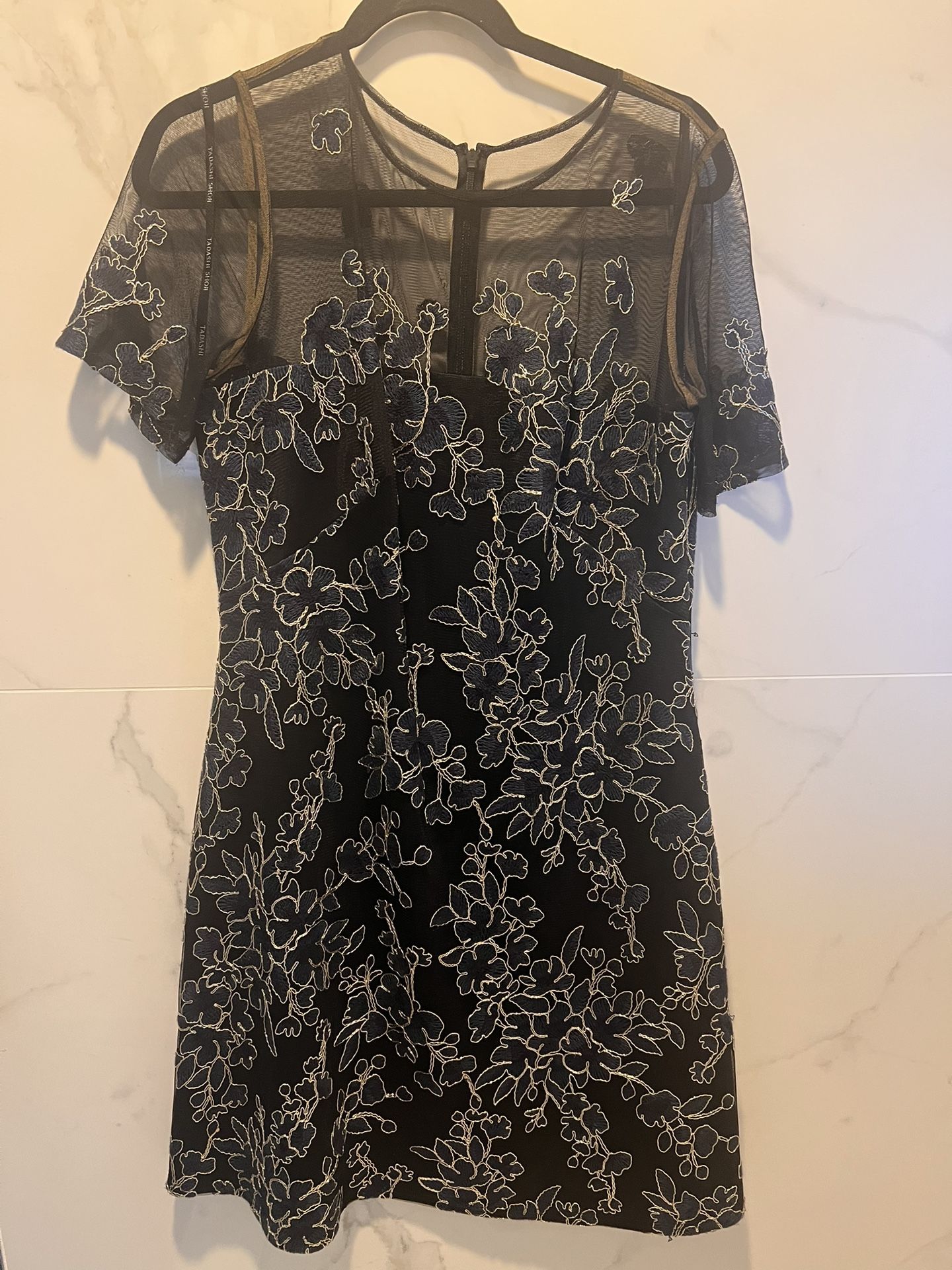 Tadashi shoji Dress, Blue With Gold Details