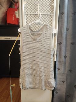 White Mesh Sleeveless Tank Top