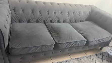 Gray Tufted Chesterfield Sofa