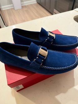 Salvatore Ferragamo Blue Suede Loafers