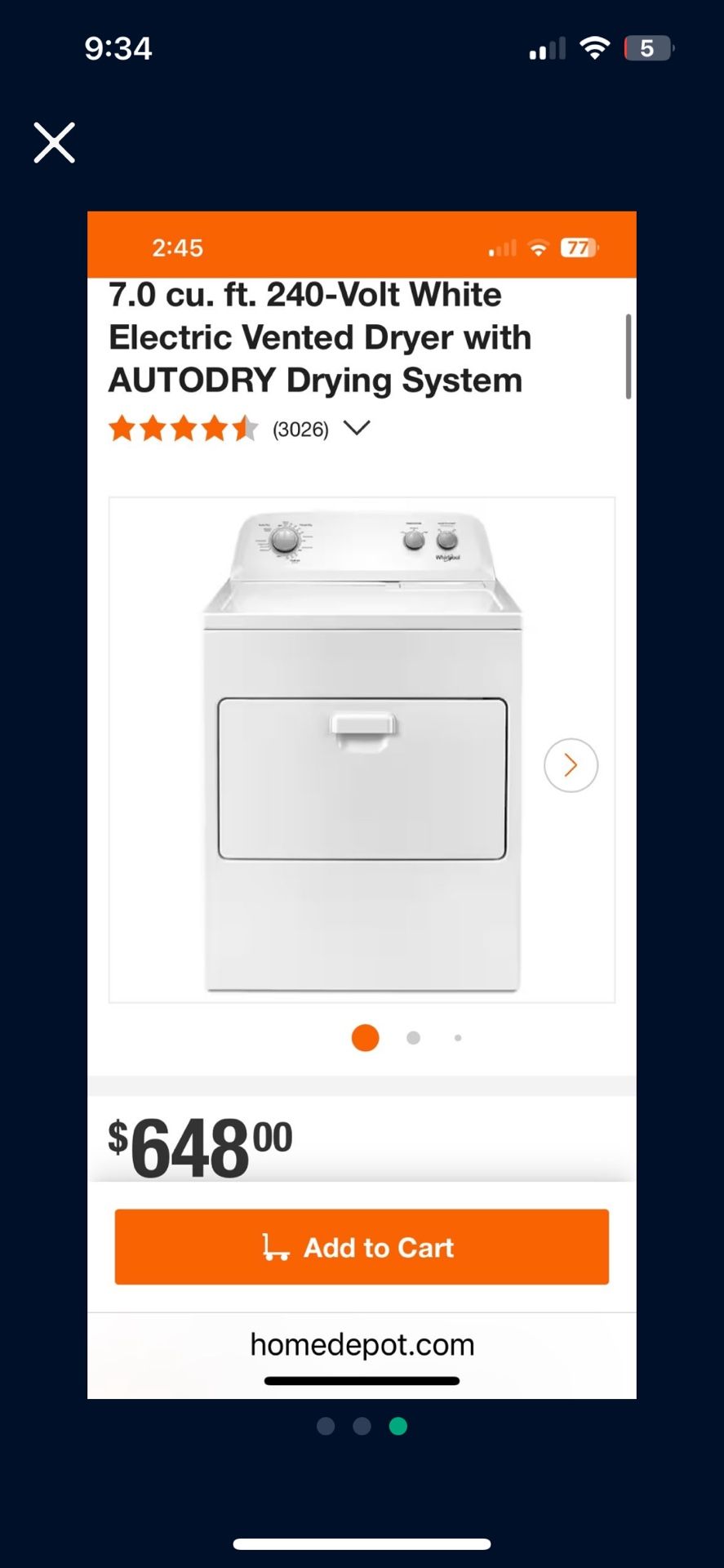 Electric Whirlpool dryer Works Perfect  