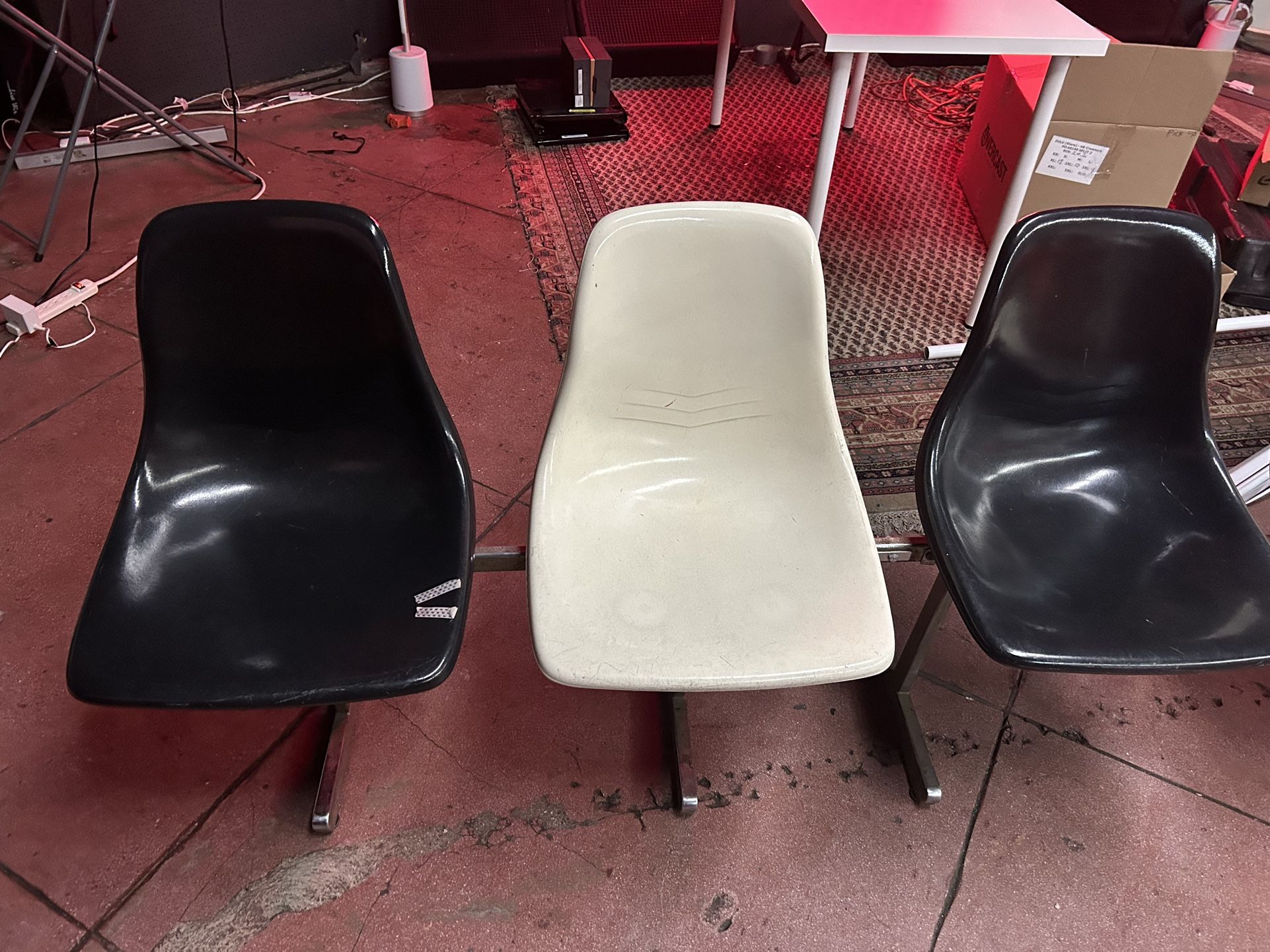 Vintage Howell Fiberglass Shell Chairs Rows Mid Century