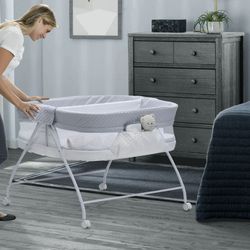 👶 Twin EZ Fold Ultra Compact Double Bassinet – Aqua Geo – Brand New in Box! 🌊 