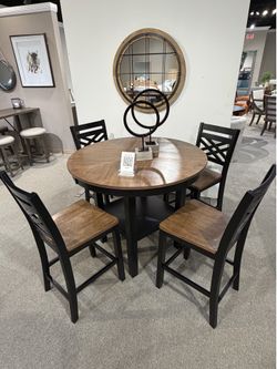 5PC Brown Dining Table Set