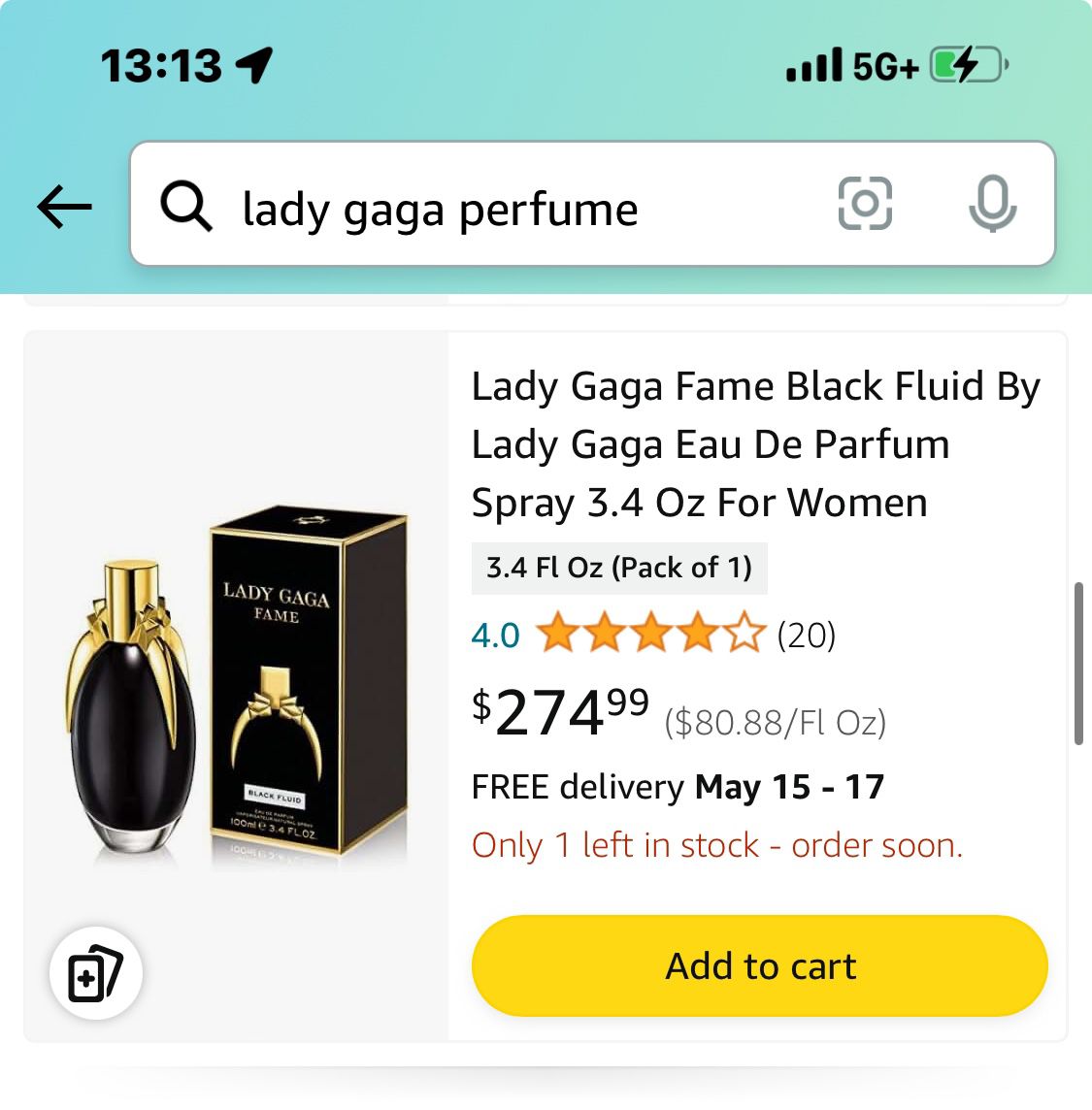 Lady Gaga Perfume 3.4 Oz $80