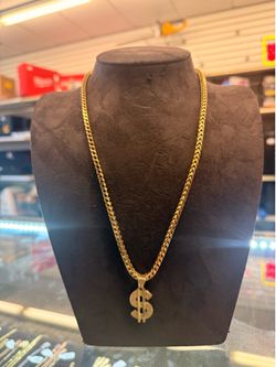10KT Foxtail Chain W/ Dollar Sign Pendant 44386-1