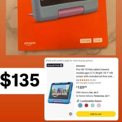 Amazon Fire HD 10 Kids tablet (newest model) ages 3-7 | Bright 10.1" HD screen with included ad-free and exclusive content, robust parental controls, 