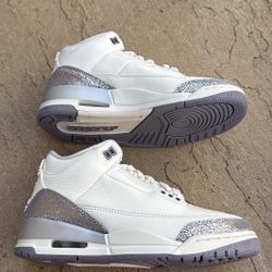 New Nike Air Jordan 3 Retro Sail Cement Grey Women’s 6, Youth 4.5y