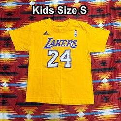 Adidas Los Angeles Lakers NBA Youth Small Yellow T-Shirt Kobe Bryant #24