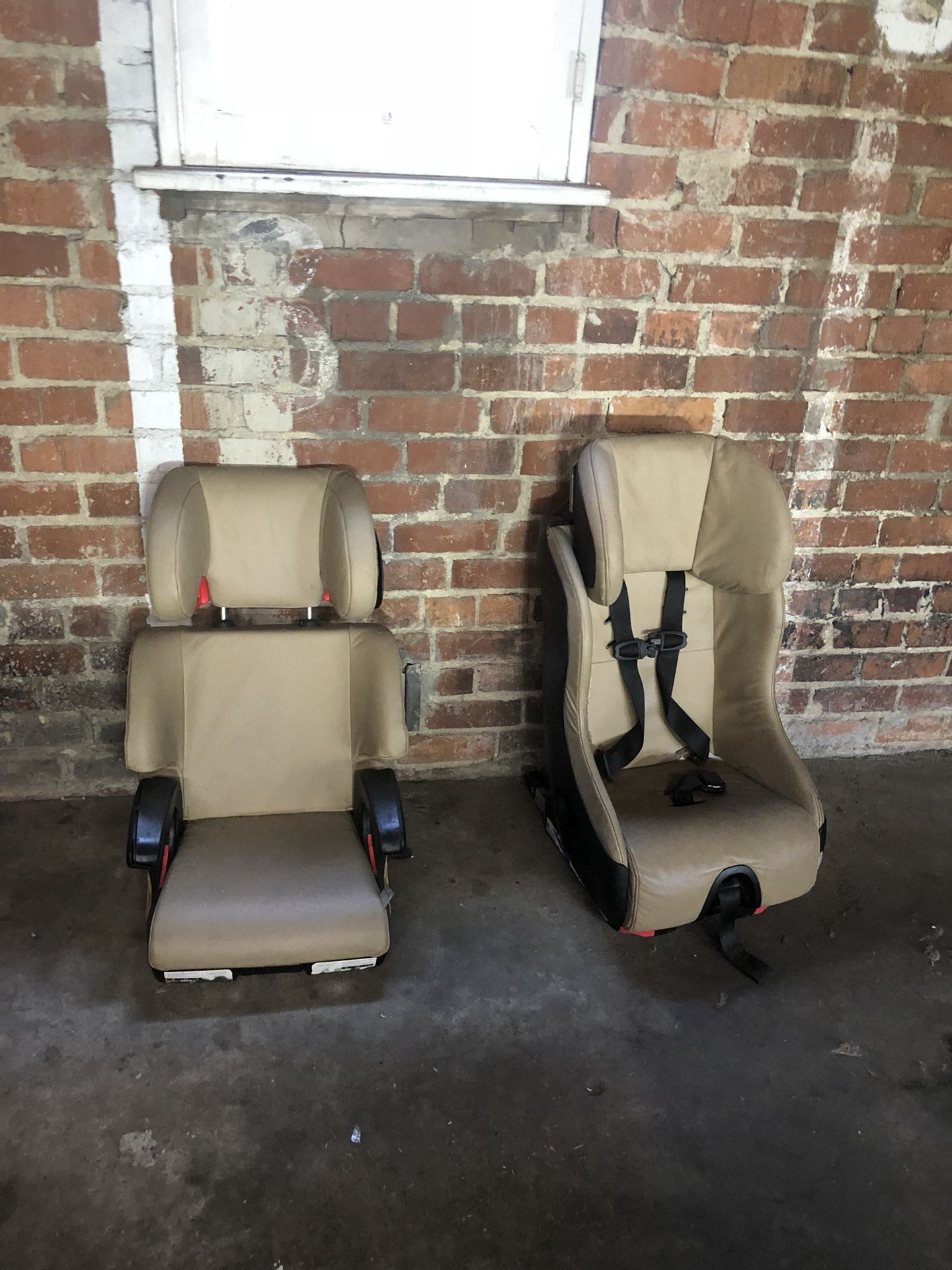 Set of two rare car seats in beige leather or leatherette