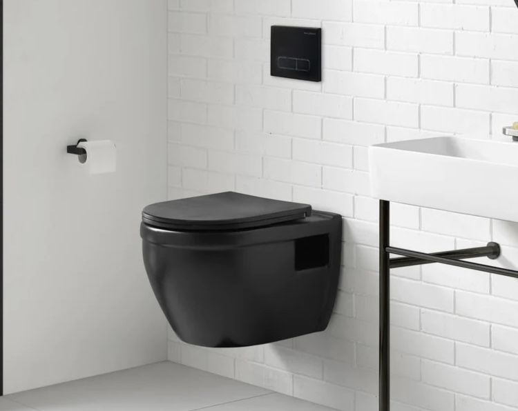 Ivy Wall-Hung Elongated Toilet Bowl in Matte Black