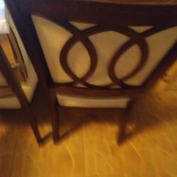 6 Light Cherry Wood Dining Chairs $300
