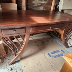Mahogany Wooden Desk with Curved Legs