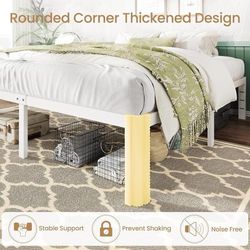 C102 $60  14" King Heavy Duty Metal Platform Bed Frame, Round Legs, 3500lb Rounded corner legs, scratch-proof feet, noise free. No box spring needed. 