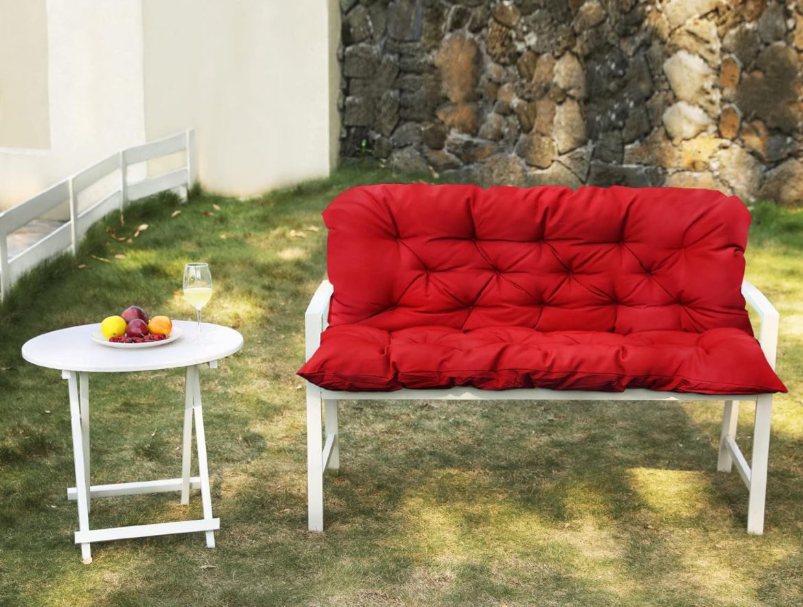Swing Replacement Cushions Waterproof Porch Swing Cushions 2-3 Seater Outdoor Swing Cushions for Outdoor Furniture Red 60x40 Inches