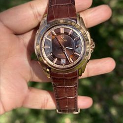 Bulova Longwood Rose Gold Tone Stainless Steel Precisionist leather Mens Watch