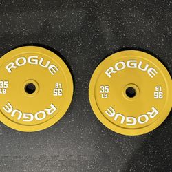 Rogue Calibrated 35 LB Steel Plates Pair Powerlifting Fitness Gym Rep Titan