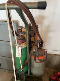 Vintage NCG Oxy-Acetylene Torch Kit with Cart & Tanks (As-Is)