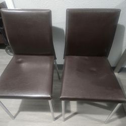 West Elm Leather Metal Chairs