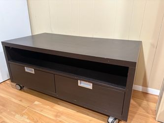 Dark Brown TV Stand with Drawers on Wheels