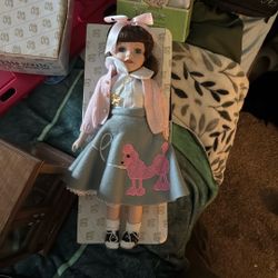 50s Style Porcelain Doll With Poodle Skirt