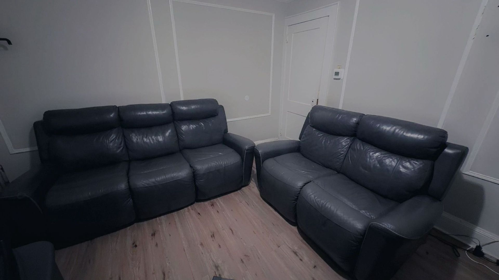 Black leather Sofa Three Seater & love Seat!