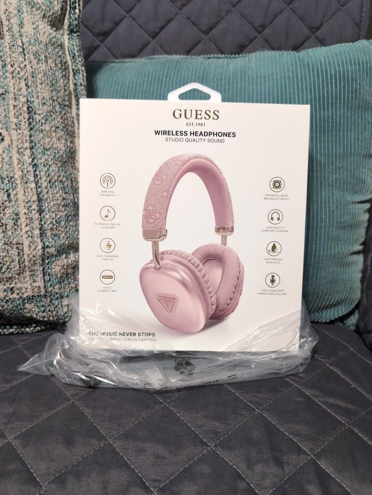 Pink Guess Wireless Over-ear Headphones