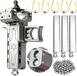 Semi‑Automatic Slingshot Kit for Adults, CNC Aluminum Alloy High Precision Slingshot Set with