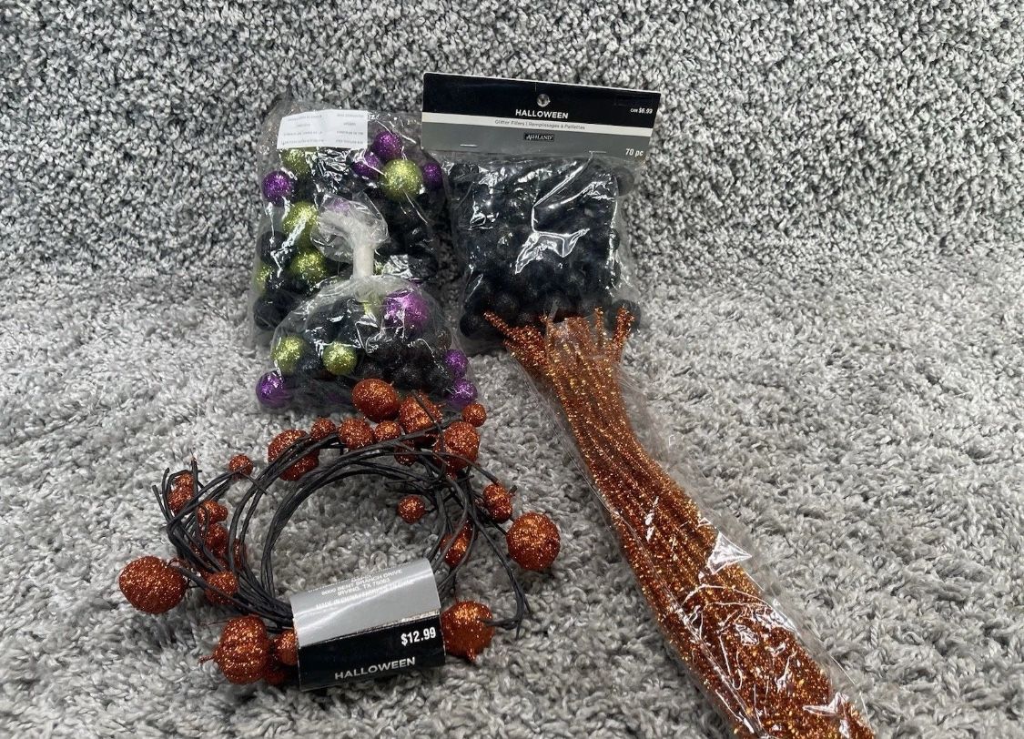 Halloween Fall Craft Supplies Picks Fillers Round Glitter Multicolors Sticks