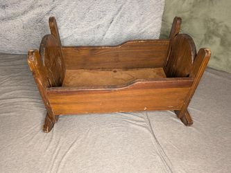 Vintage Wood Rocking Baby Doll Cradle