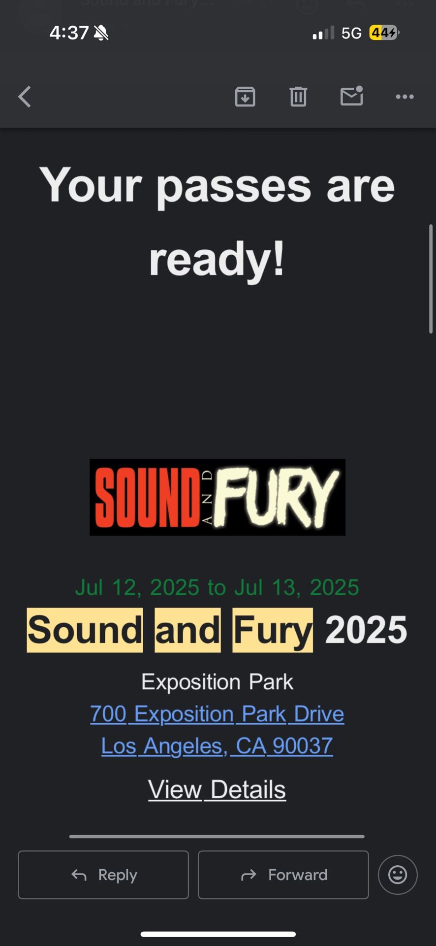 Sound And Fury Festival Ticket X1 July 12-13