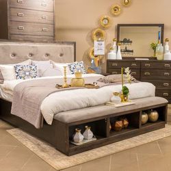 Hyndell  Bedroom Set Queen or King Bed Dresser Nightstand and Mirror 