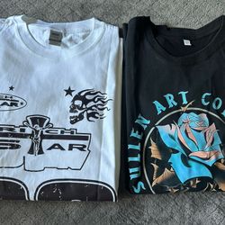 2 new Mens size large short sleeve custom T shirts. 2 shirts 1 price.