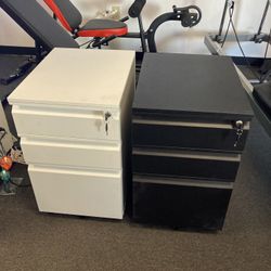 New In Box- 23.7"x17.2"x14.6" White Or Black  3 Drawers Filing Cabinet with Lock and Wheels File Cabinet Drawer