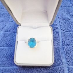 10k Gold, Lab Created Blue Topaz Ring
