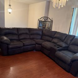 Black sectional With LED Marble Table