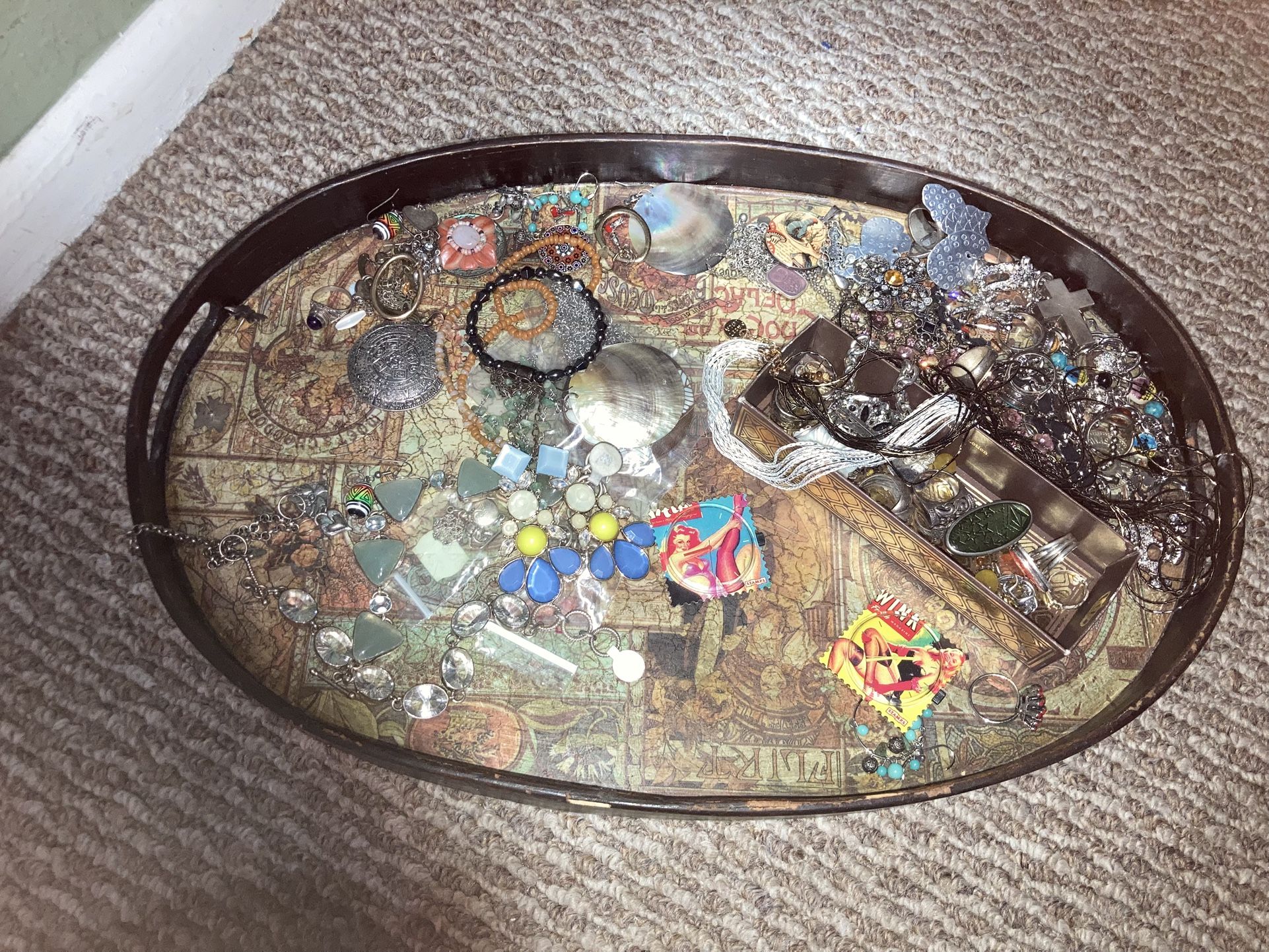 Tray Of Costume And sterling Silver Jewelry