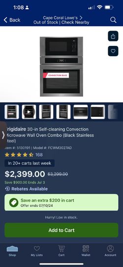 NEW (Open Box) Frigidaire 30" Self-Cleaning Convection Wall Oven & Microwave Combo