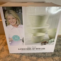 Martha Stewart Hoyt 8-Piece Plastic Bowl Set with Lids