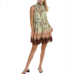 Brand New Woman’s Taylor brand Green Smocked Mini  Dress Up For Sale 