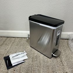 10L Stainless Trash Can Small Bathroom SimpleHuman Step On 2.6 Gal