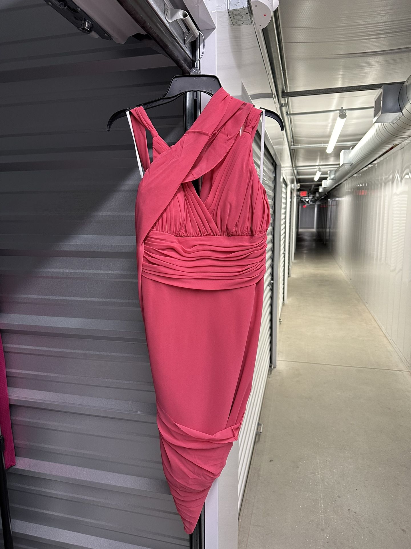 B2 Cami Ruched Midi Dress Pink Size Women's 16