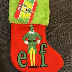 Christmas Mini 8” Embroidered Stocking Elf Movie Red Green New