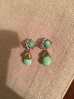 Gorgeous 2 toned genuine Sterling and genuine Turquoise earrings