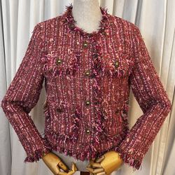 Vibrant Chanel Look Pink Boucle Jacket